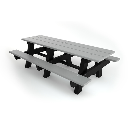 FROG FURNISHINGS Gray 8' A-Frame Table with Black Frame PB APIC8GRA